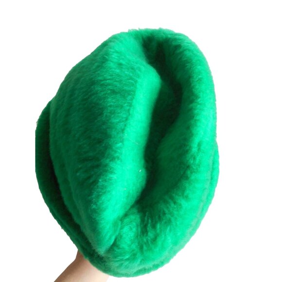 Vintage Bright Green Tyrolean / alpine Fedora like style hat w/ ear flaps - Picture 5 of 10